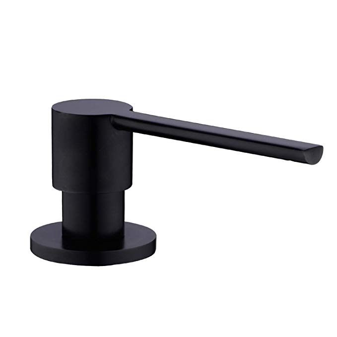 HANEBATH Brass Soap or Lotion Dispenser For Kitchen Sink Manual Pump Above Counter Refill，Matte Black