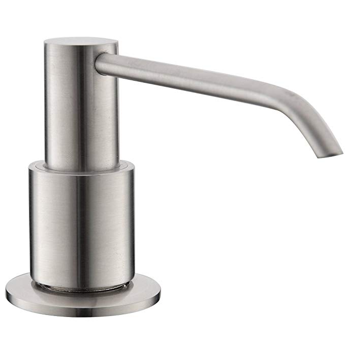 VAPSINT Sturdy Modern Brushed Nickel Kitchen Sink Countertop Hand Liquid Dish Built Soap Dispenser, Large Capacity 13 OZ Bottle Sink Soap Dispenser