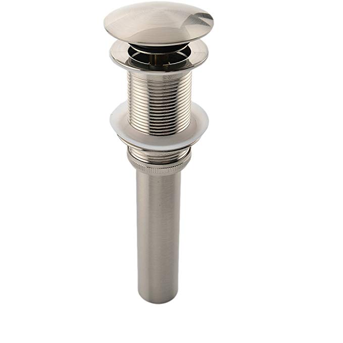 Commercial Lavatory Faucet Vessel Assembly Bathroom Sink Pop Up Drain, Pop Up Drain without Overflow Brushed Nickel