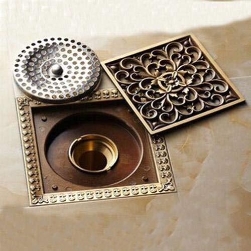 Y&L® Bathroom Accessory Antique Brass Finish Solid Brass Floor Drain 4.72*4.72inch