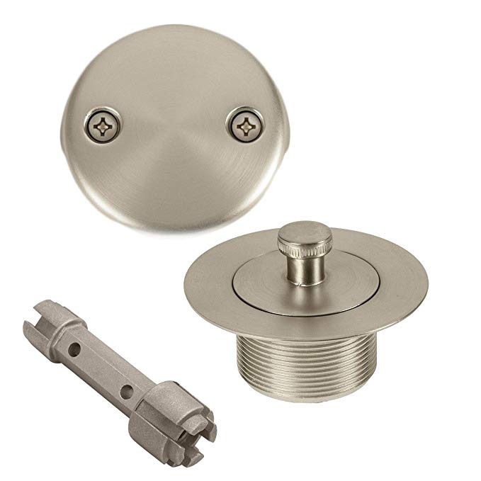 Bennington Lift Turn Bathtub Tub Drain Overflow Conversion Kit with Removal Tool, Satin Nickel