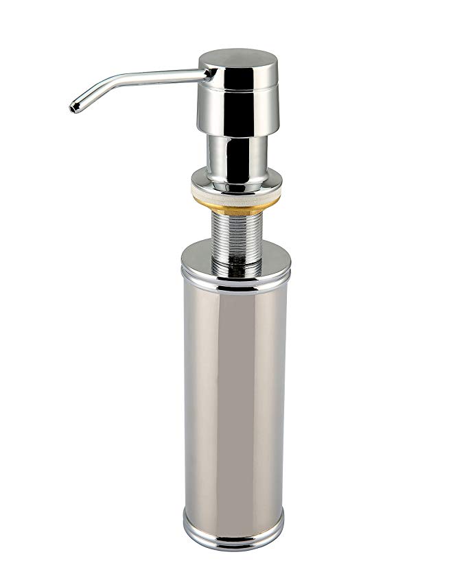 Kelica All Metal Soap Dispensor for Kitchen Sink, Brass Pump, Stainless Steel Bottle, Rust Proof, Chrome