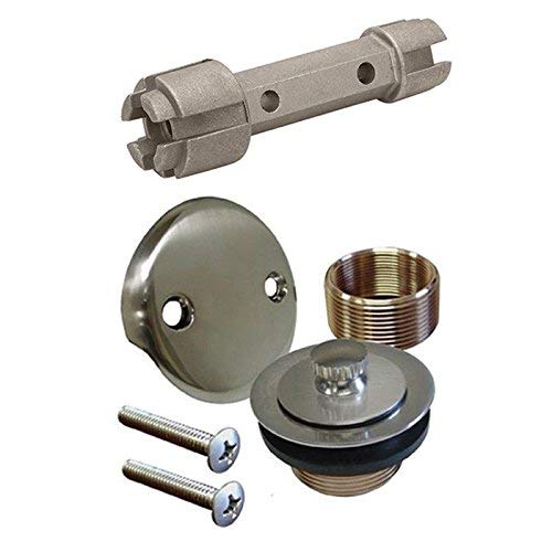 Brushed Nickel Bathtub Tub Drain Assembly Bath Area Shower Overflow and Removal Tool