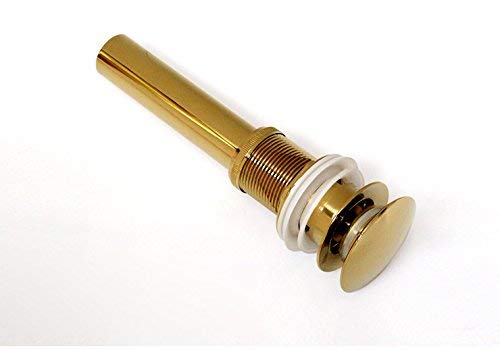 LANGPAI Brass Pop Up Drain With Overflow Bounce Style Stopper Gold Finish