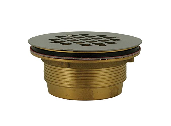 PlumBest D40140 2-Inch Brass No Caulk Shower Drain with Stainless Steel Strainer