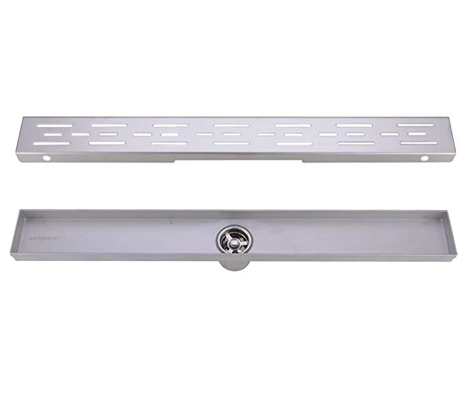 HANEBATH 24 Inch Linear Shower Floor Drain Channel with Plat Grate, 304 Stainless Steel