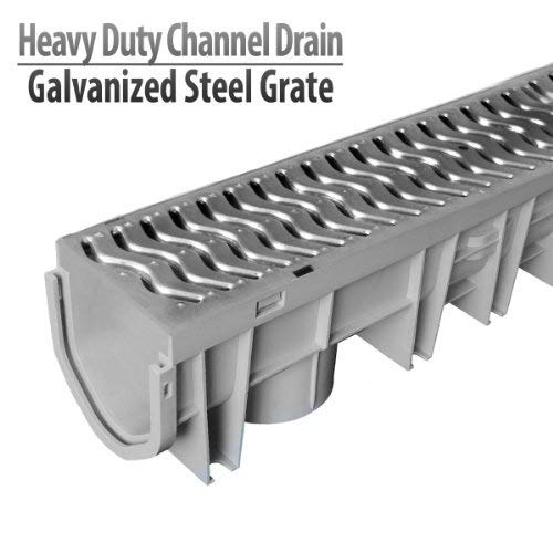 Source 1 Drainage Trench & Driveway Channel Drain with Galvanized Steel Grate