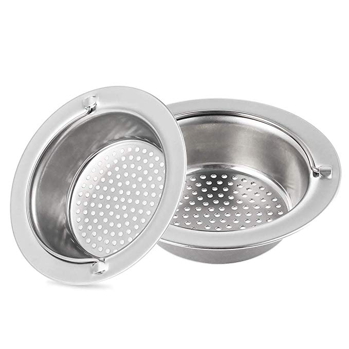 KFYM 2PCS Upgrade Kitchen Sink Drain Strainer with Handle, Premium Stainless Steel Sink, Drains Strainers Basket with Handle and Large Wide Rim 4.3