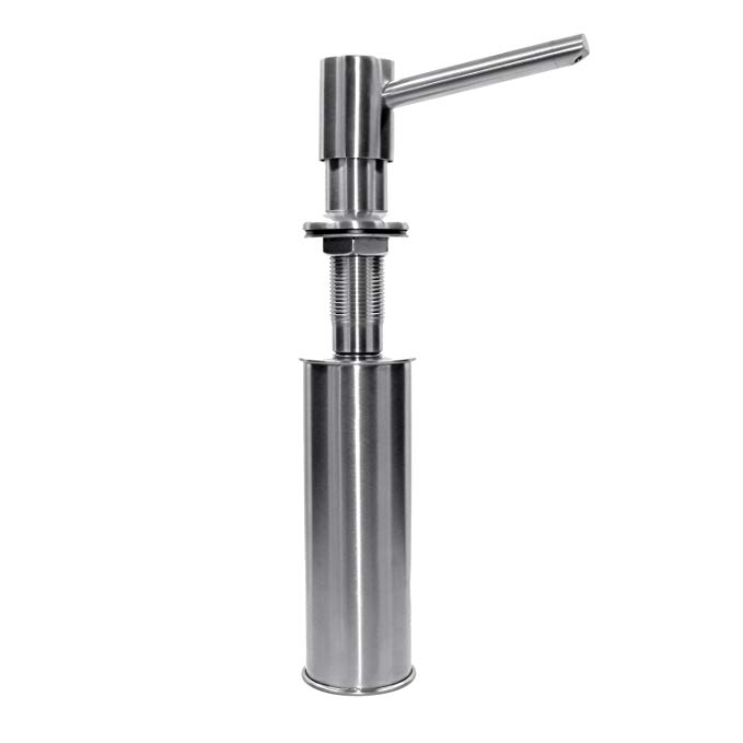 ABLinox Stainless Steel Soap Dispenser Satin/Brushed Stainless Finish Built in Pump Kitchen Sink Dish Soap Dispenser with Stainless Bottle,2.25 Inch Threaded Tube, 10-Year Replacement Warranty