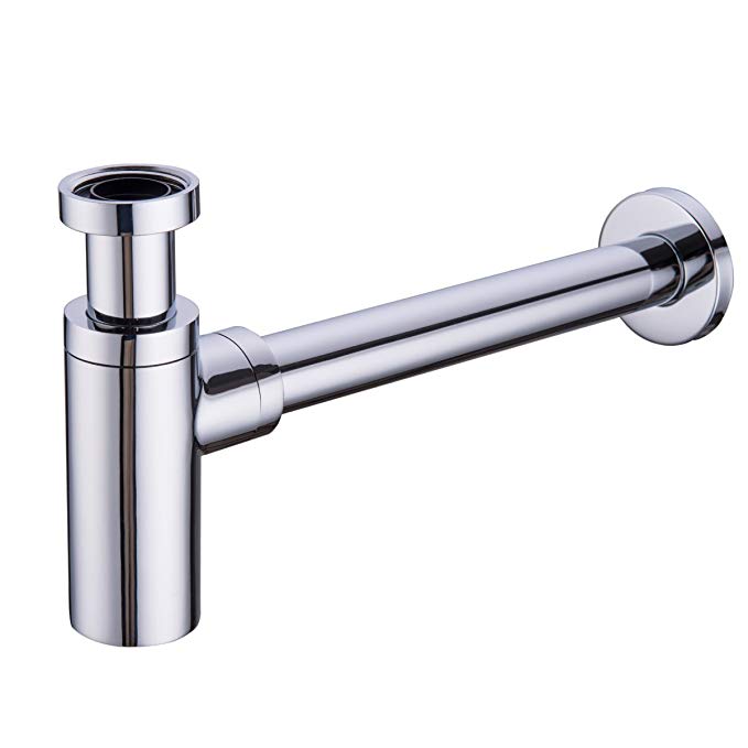 HANEBATH Brass Contemporary Round Bottle P Trap, Chrome Finished,Also Brushed Nickel and Oil Rubbed Bronze for Choose