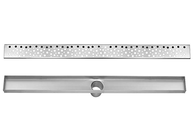 DreamDrain Brushed Stainless Linear Shower Drain Rain - 28 Inch