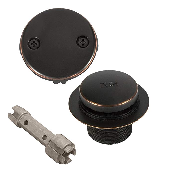 Bennington Toe Touch Bathtub Tub Drain Overflow Conversion with Removal Tool, Oil Rubbed Bronze