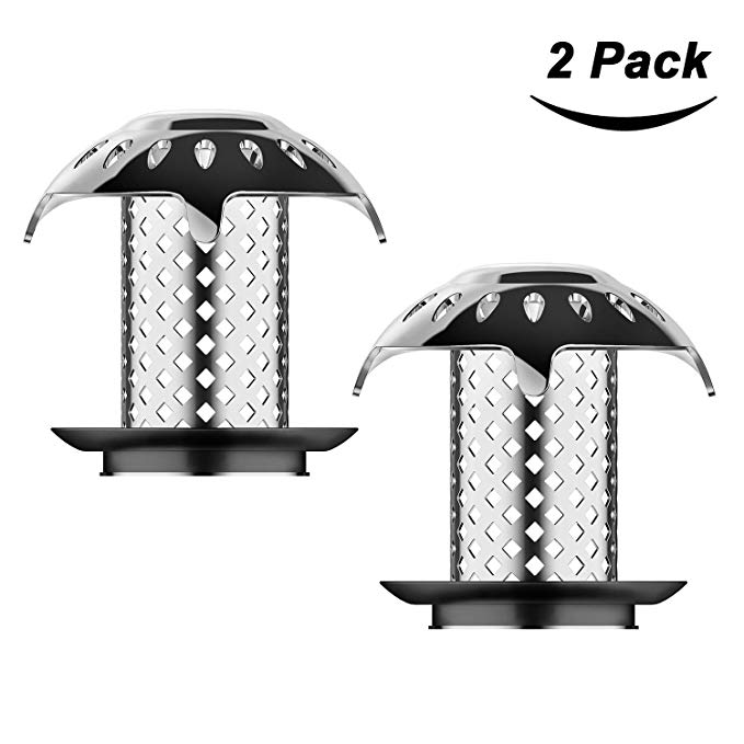 Stainless Steel Drain Hair Catcher Strainer Drain Plug, 2 Pack Drain Stopper Drain Protector Drain Cover Fast Water, Anti-rust/Mold with Four O-Rings for Bathtub Shower and Sink by Richino.