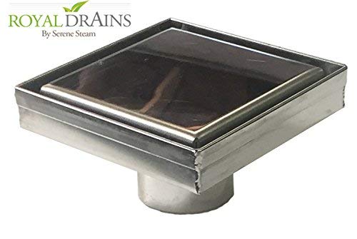 Square Tile Drain - Flat Surface Stainless Steel Cover By Serene Steam