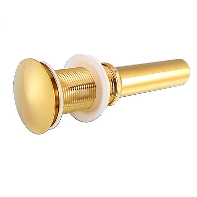 Brass Bathroom Faucet Vessel Vanity Sink Pop Up Drain Stopper with out Overflow, Gold