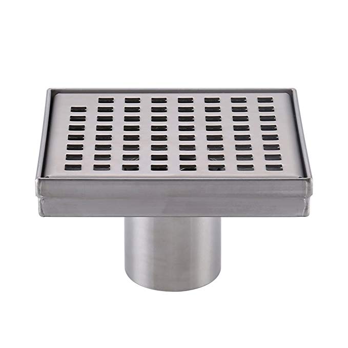 KES Square Shower Floor Drain with Removable Grate Strainer SUS 304 Stainless Steel Bathroom Drainer RUSTPROOF Brushed Finish, V255S14