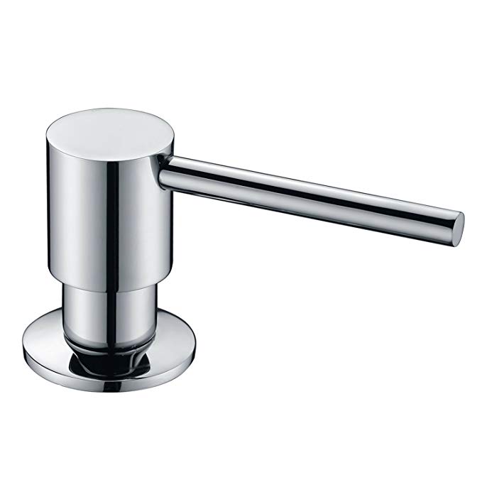 GICASA Brass Bult in Countertop Soap Dispenser, Kitchen Bathroom Sink Deck Mount Soap or Lotion Pump Dispenser Chrome