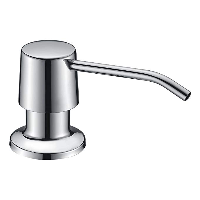 KVADRAT Chrome Stainless Steel Kitchen Soap Dispenser,Countertop Deck Mount Pump Commercial 17 Ounce ABS Plastic Bottle Refillable From Top