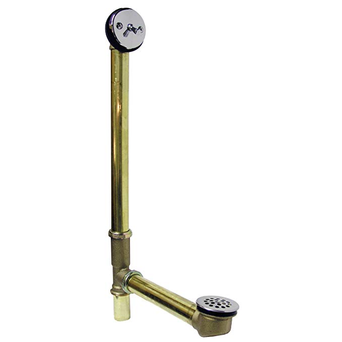 Watts 98CP Trip Lever 18-Inch 20-Gauge Brass Bath Drain, Chrome Trim