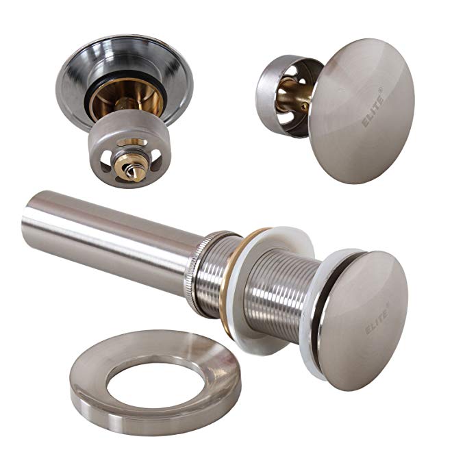 ELITE New Design Bathroom Brushed Nickel Pop-Up Drain and Mounting Ring for Round Vessel Sink