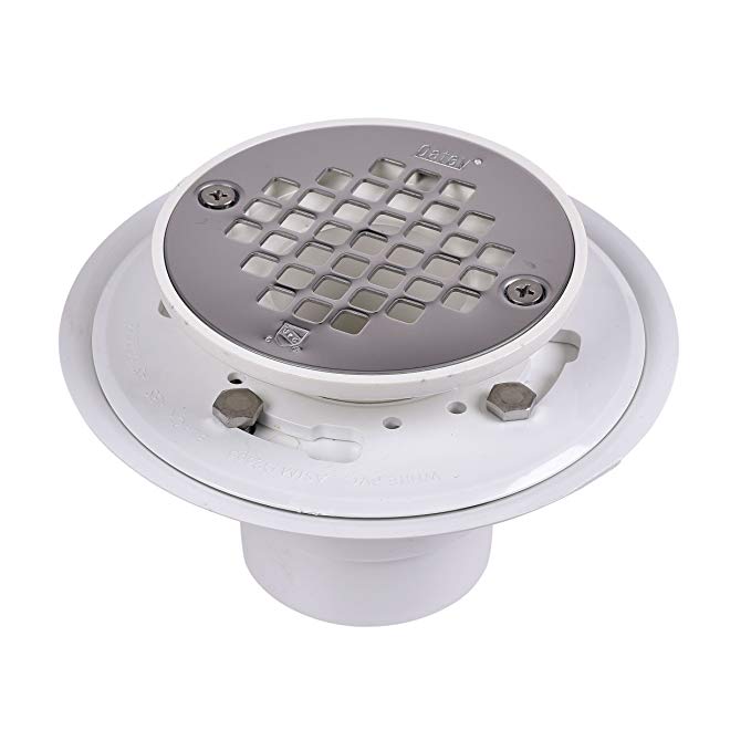 Oatey 42213 PVC Drain with Stainless Steel Strainer for Tile Shower Bases, 2-Inch or 3-Inch