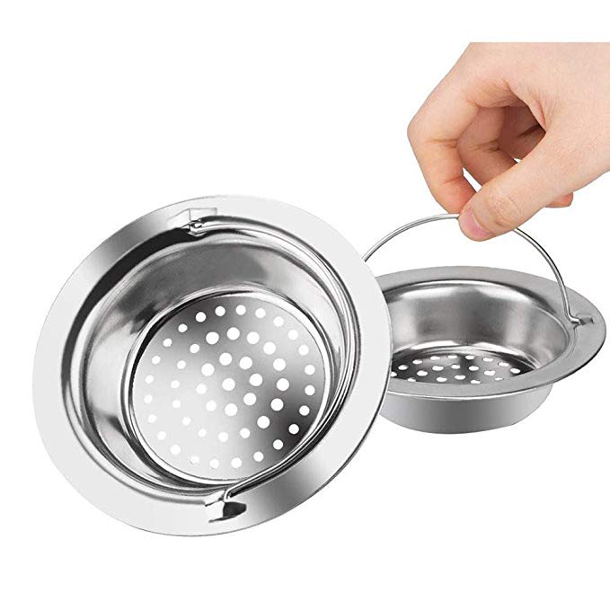 Sink Strainer 2PCS Drainer Basin Drain Strainers Stainless Steel Basket Mesh Kitchen and Bathroom Garbage Disposal 4.3