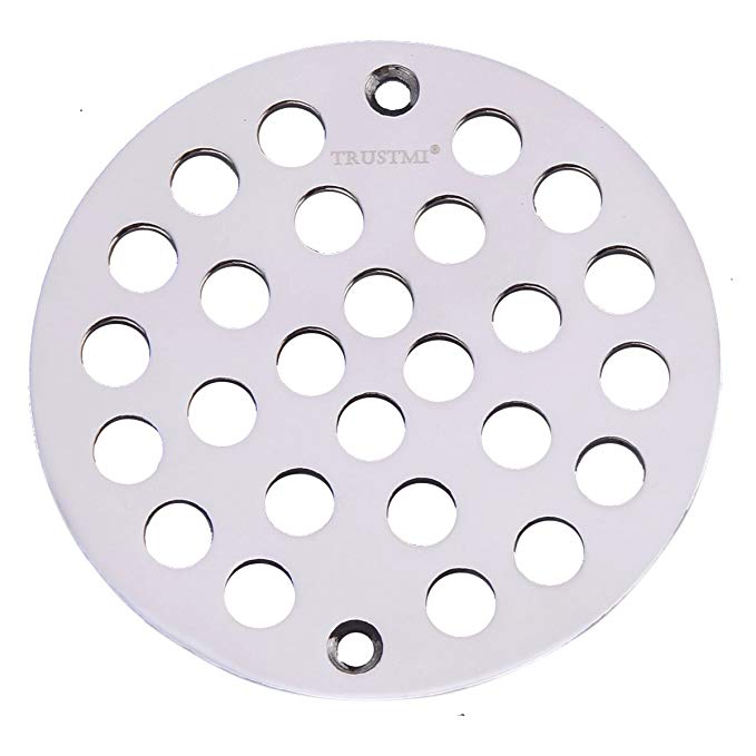 TRUSTMI 4 Inch Screw-in Shower Drain Cover Replacement Floor Strainer,Polished Chrome