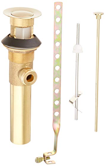 Danze D495002PBV Metal Pop-Up Lavatory Drain Assembly with Lift Rod and Overflow, Polished Brass PBV