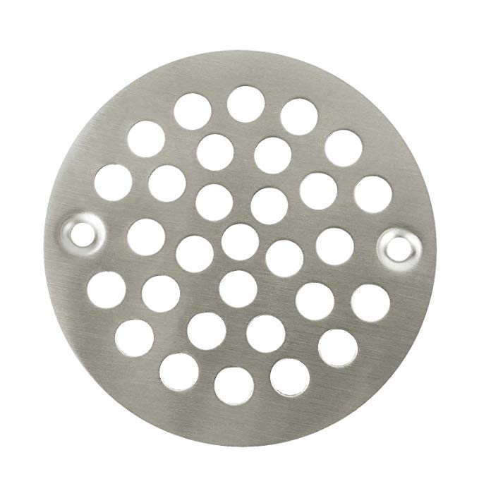 Satin Nickel Round Stamped Shower Grate Drain 4 1/4