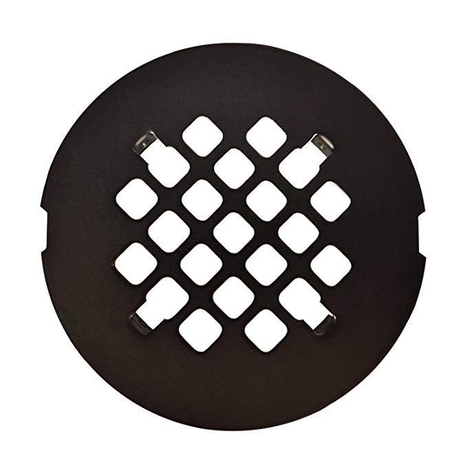 Oil Rubbed Bronze Round Snap-In Shower Drain Grate 4 1/4